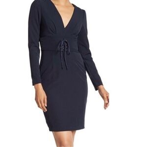 Alexia Admor V Neck Corset Waist Long Sleeve  Dress size M